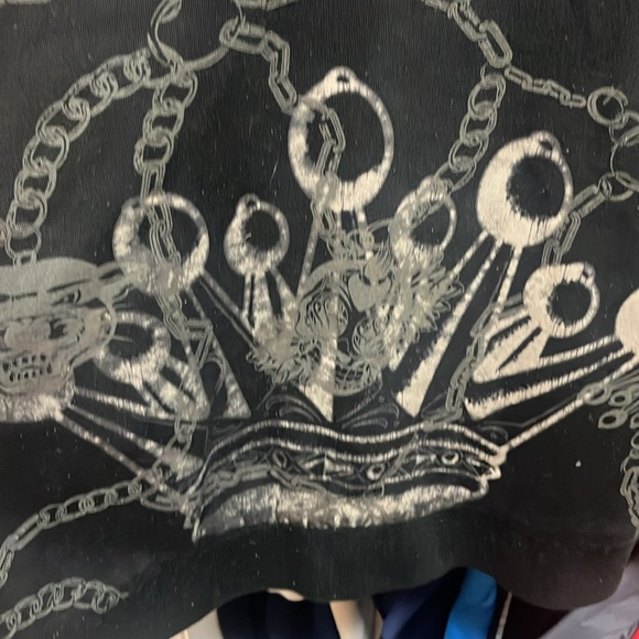 Vintage Christian Audigier Y2K all over skull reversible hoodie very soft warm - Picture 3 of 11